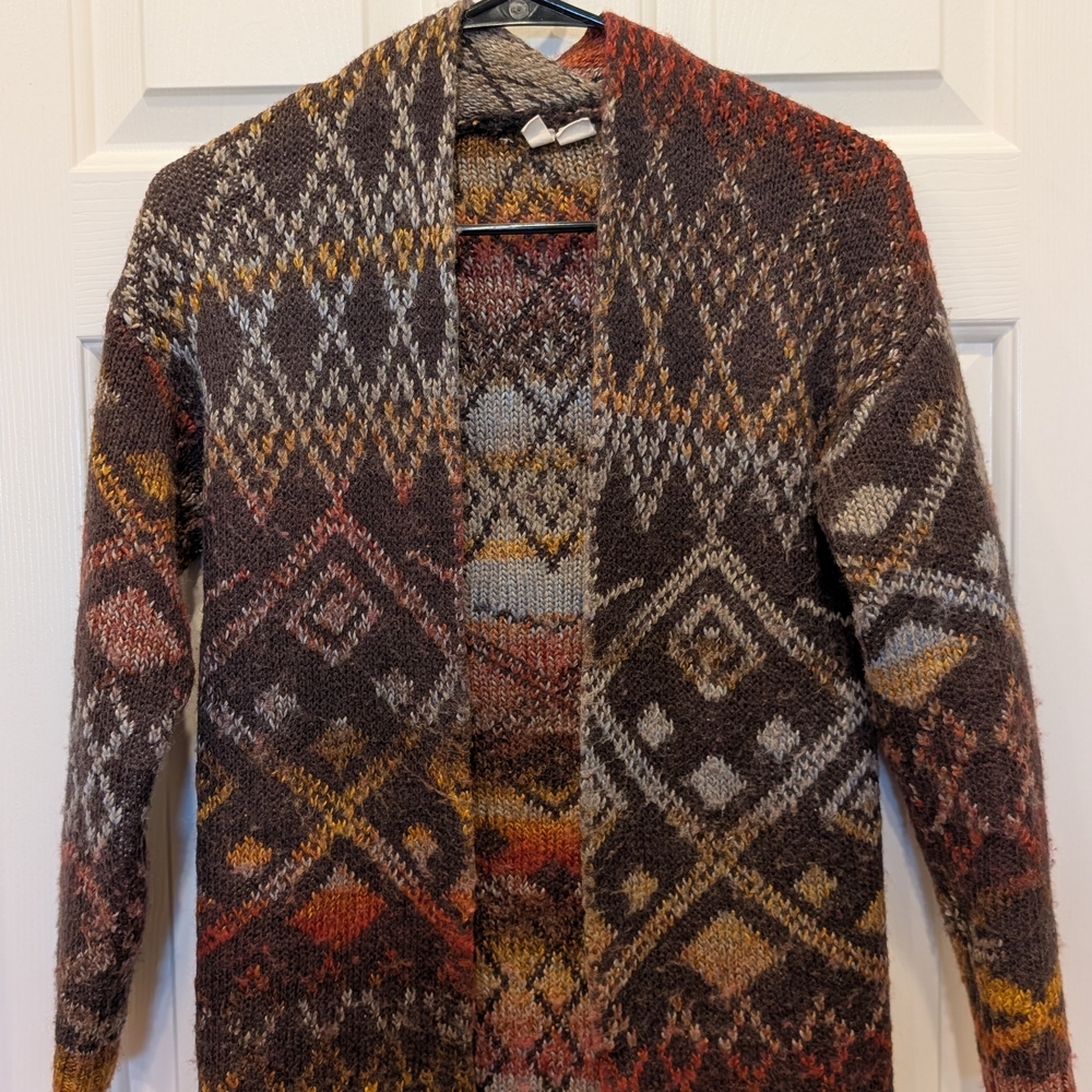 Moth Multicolor Geometric Cardigan